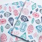 Colorful Gemstones Fabric Fat Quarter 2-Pack, White Background, 100% Cotton