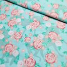Snuggle Flannel Fabric Pink Roses Horses on Teal by Joann 100% Cotton 1.5 Yards