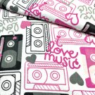 I Love Music Flannel Fabric Springs CP44829 Cassette Tape Mix Tape 35” L x 42” W