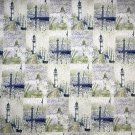 Lighthouses Fabric Shamash and Sons 4138 Green Blue 100% Cotton 23" Long x 41" Wide