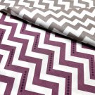 Zig Zag Fabric Fat Quarter 2-Pack 1 Taupe and White 1 Plum and White 100% Cotton