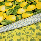 Lemons Flowers and Butterflies Fabric Fat Quarter 3 Pack Yellow Green 100% Cotton