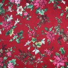 Christmas Floral Fabric by VIP Holly Poinsettia Amaryllis Pine Cone 100% Cotton 1 Yard