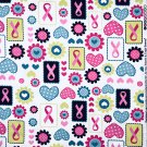 Breast Cancer Pink Ribbon Fabric Hearts Flowers by Joann 100% Cotton By the Yard