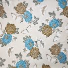 Roses and Butterflies Fabric by J. Manes Brown Teal Tan Cream 1 YARD 100% Cotton