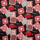 Quilting Themed Fabric Quilt Blocks Scissors Pins Notions 100% Cotton By the Yard