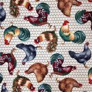 Chickens Roosters Hens Fabric by Timeless Treasures Hi-Fashion Fabrics 100% Cotton 1 YARD