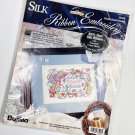 Bucilla Silk Ribbon Embroidery Kit Home Sweet Home 33526 with Counted Cross Stitch, New