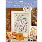 Bucilla Silk Ribbon Embroidery Kit Alphabet Sampler 41027 Touch of Silk Collection, New