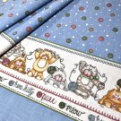 Here Kitty Cats and Yarn Border Fabric by Dianna Marcum for Marcus Bros, 100% Cotton, By the Yard