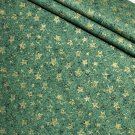 Star Fabric Gold Stars on Green by Beth Bruske for David Textiles 100% Cotton 1 YARD