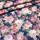 Floral Fabric 45 Dietrich by Richloom Pink Roses on Blue 100% Cotton By the Yard