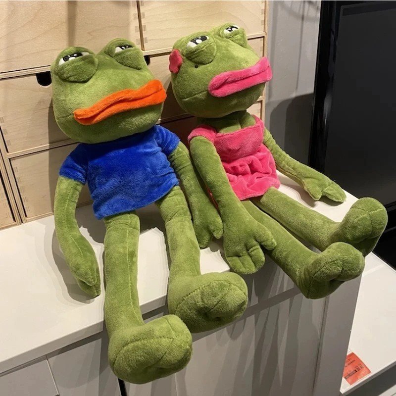 45cm Sad Frog Plush Toy Soft Stuffed Memes Pepe The Sad Frog Animal Plush Doll Birthday Gift Kid