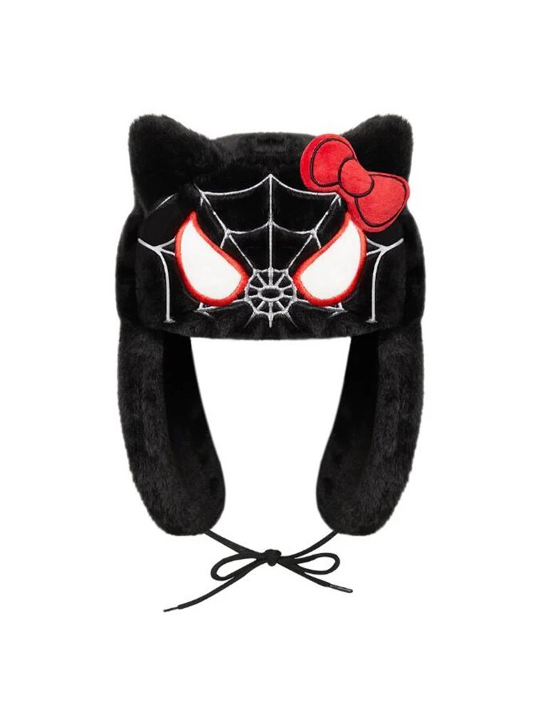 Japanese Cartoon Anime Hello Kitty Spiderman Cat Ushanka Hat Cute Y2K Warm Winter Hat