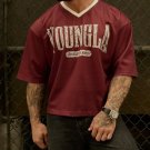 Streetwear YoungLA V-Neck Jersey Sport Fitness Gym Run T-Shirt