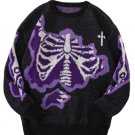 Bone Skeleton Butterfly Cross Knitted High Quality Jacquard Gray Sweater