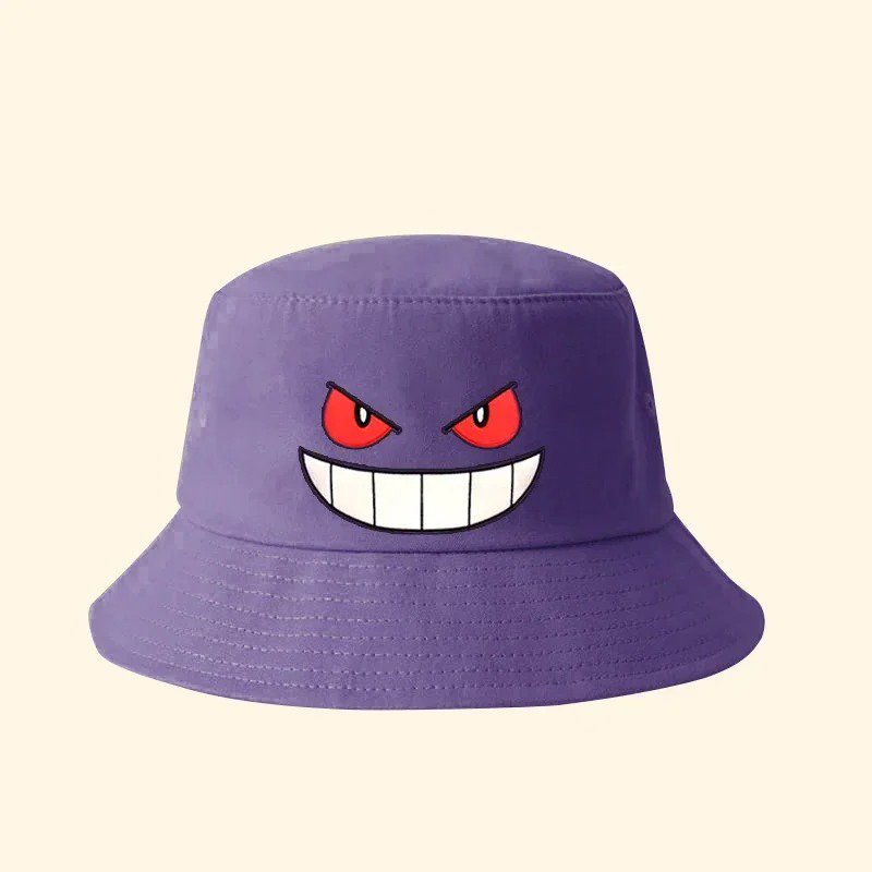 Japanese Cartoon Cute Y2K Anime Gengar Fisherman Purple Panama Hat Bonnet Cap Beanie