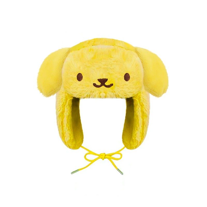 Japanese Cartoon Anime Sanrio Pompompurin Ushanka Yellow Hat Cute Y2K Warm Winter Hat