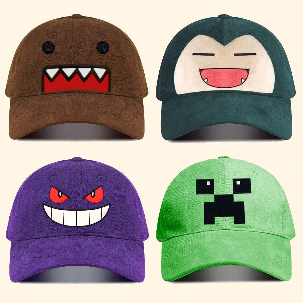 Japanese Cartoon Cute Y2K Anime Gengar Sunshade Breathable Soft Top Cartoon Embroidered Cap