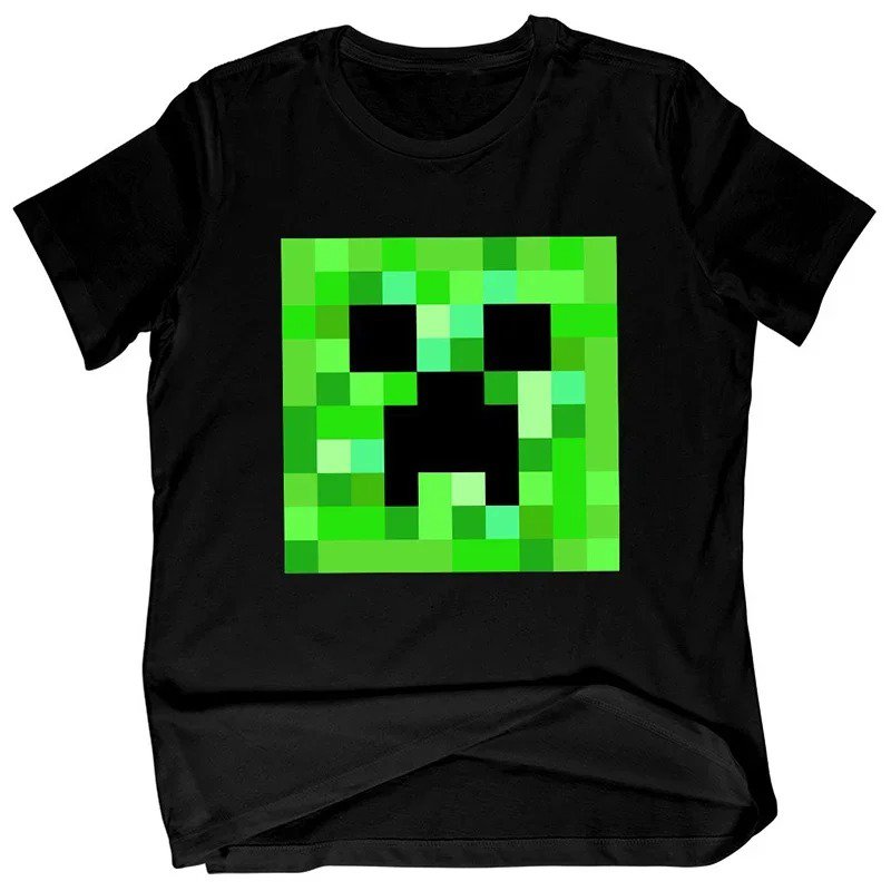Y2K T-shirt Cartoon Minecraft Graphic Print Harajuku Goth Streetwear Hip Hop Short Sleeve Top