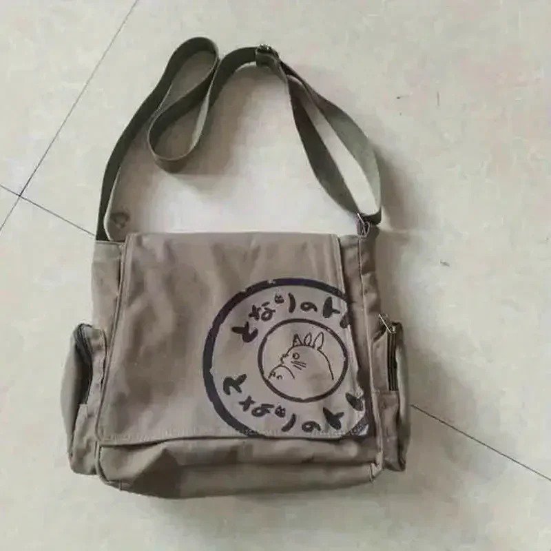 My Neighbor Totoro Canvas Shoulder Bag Large Capacity Crossbody Bag Cartoon Messenger Tote Bag Bags