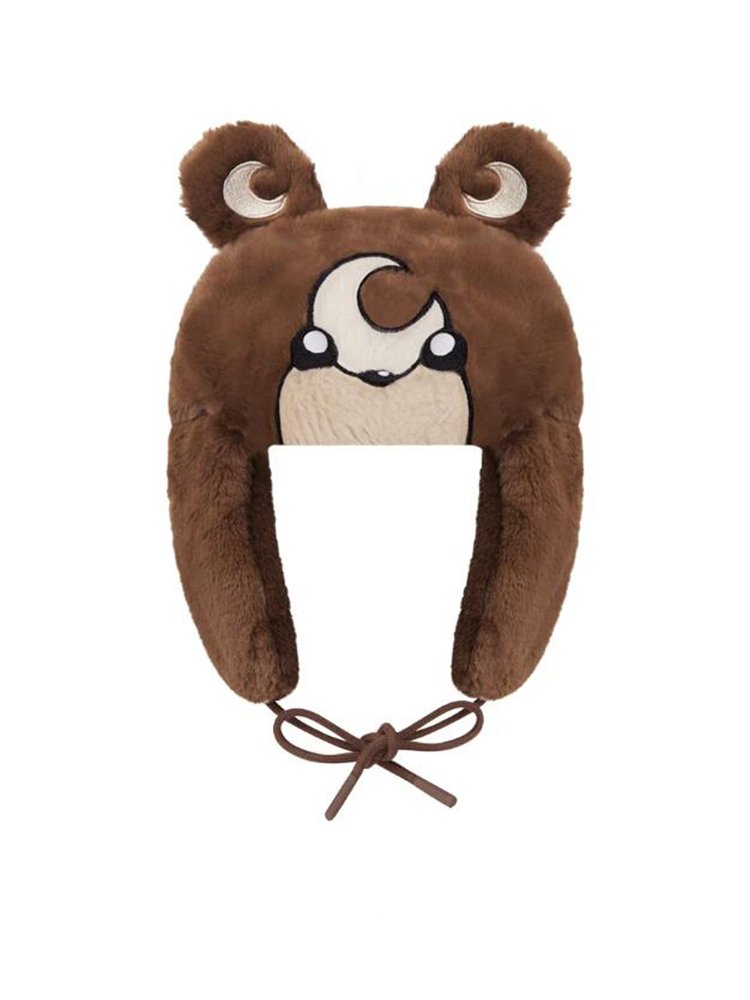 Japanese Cartoon Anime Rilakkuma Moon Bear Brown Ushanka Hat Cute Y2K Warm Winter Hat