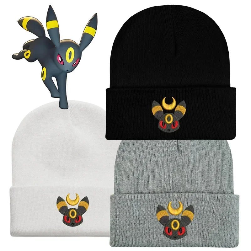Y2K Anime Umbreon Snake Beanies Winter Warm Hat Cute Embroidery Cap Adult Kid