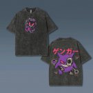 Streetwear Y2K Japanese Anime Pokemon Gengar Ghost Black Short Sleeve T-Shirt Men Women Tee