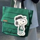 Streetwear Y2K New Snoopy Green Large Capacity Print Casual Tote Bag Girls Travel Shoulder Bag