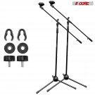 5 Core 2 Pack Foldable Tripod Microphone Stand - Universal Mic Mount, Height Adjustable