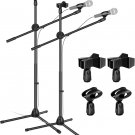5 Core 2 Pack Adjustable Microphone Stand Boom Arm Mic Mount Quarter-turn Clutch Foldable Dual