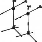 5 Core 2 Pieces Dual Microphone Stand, Foldable Tripod Boom Stand On-Stage Stands Short Adjust