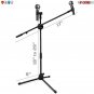 5 Core 4 Pieces Dual Microphone Stand, Foldable Tripod Boom Stand On-Stage Stands Short