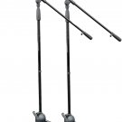 5 Core 2 Pack Tripod Microphone Stand Heavy Duty w/ Extending 30” Telescoping Boom Arm, Height