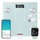 5 Core Digital Bathroom Scale for Body Weight Fat Rechargeable 400 lb/180kg BS 01 R WH