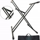 Keyboard Stand Piano Riser Double Braced X-Style, Adjustable, and Premium Pre-Assembled