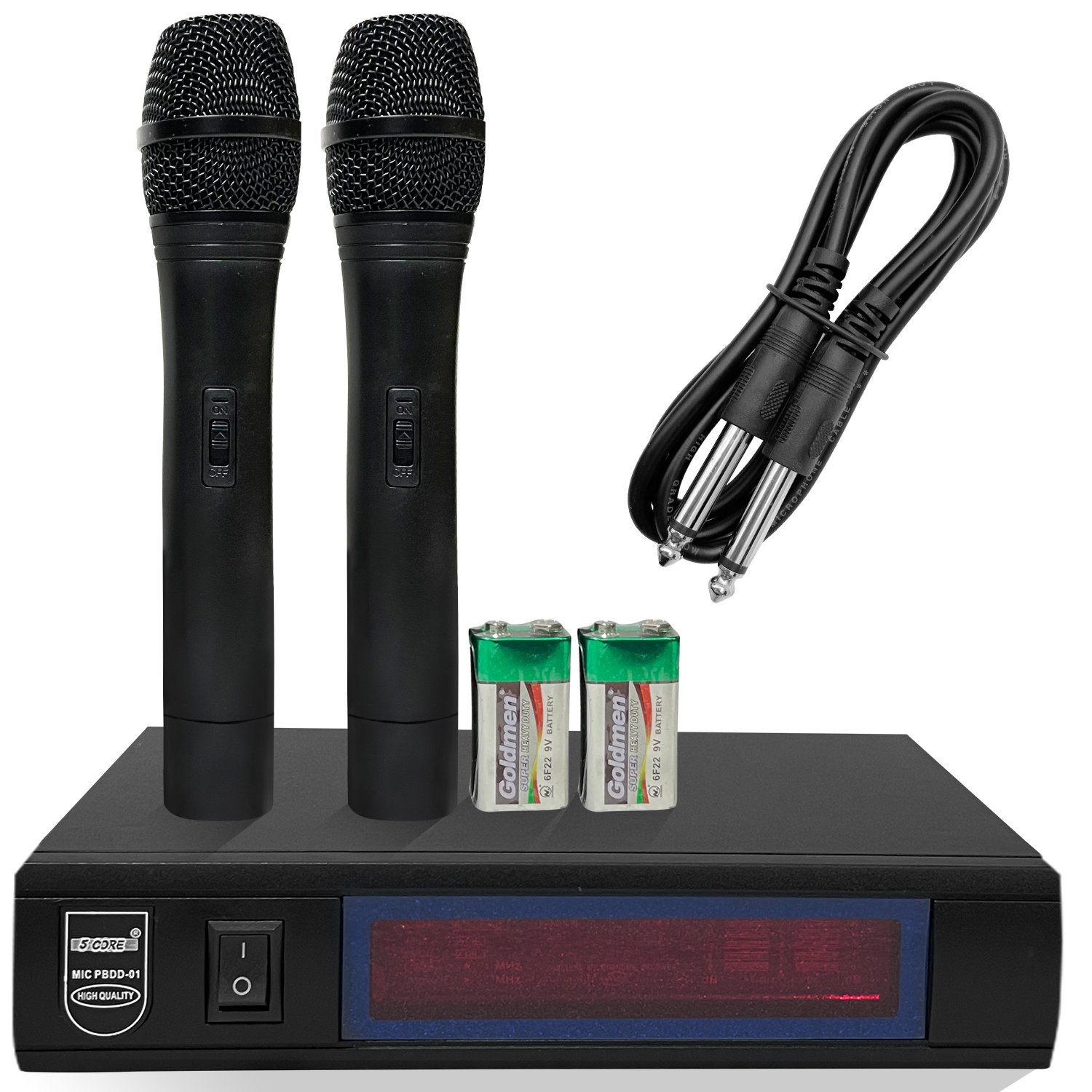 PRO UHF Wireless Microphone Dual Handheld 2X Mic Cordless Receiver