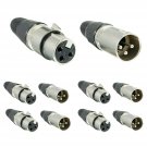 10 Pack 3 Pin XLR Male Female Microphone Audio Cable Connector Solder Snake Plug Mic