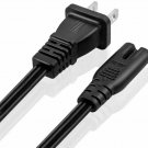 Extra Long 6ft 2 Prong Non-Polarized AC Wall Power Cable 2 Slot Cord for HP Dell