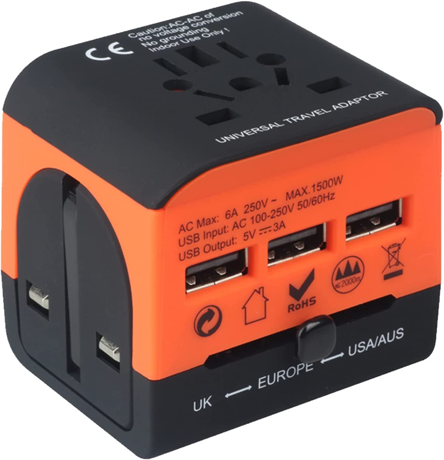 Charger Universal Adapter Multi Outlet Port 3 USB Phone Power All in One Multi Cable