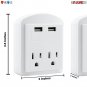 in Wall 2 USB 2 Outlet Surge Protector Outlet Adapter 2.4A USB Fast Charger 2U2O-1