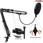 Microphone Stand Adjustable Suspension Boom Scissor Arm Stand w/ Screw Adapter Shock Mount Pop