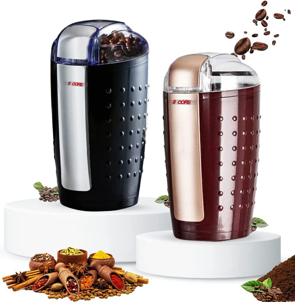 2 Pack Coffee Grinder 5 Ounce Electric Large Portable Compact 150W Spice Grinder CG 01 BR & BL