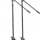 2 Pack Tripod Microphone Stand Heavy Duty w/ Extending 30” Telescoping Boom Arm, Height
