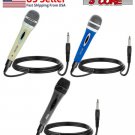 Dynamic Microphone XLR Audio Cardioid Mic w/ Clip Vocal Karaoke Singing PM 286 WH+BLU+BLK 3Pcs