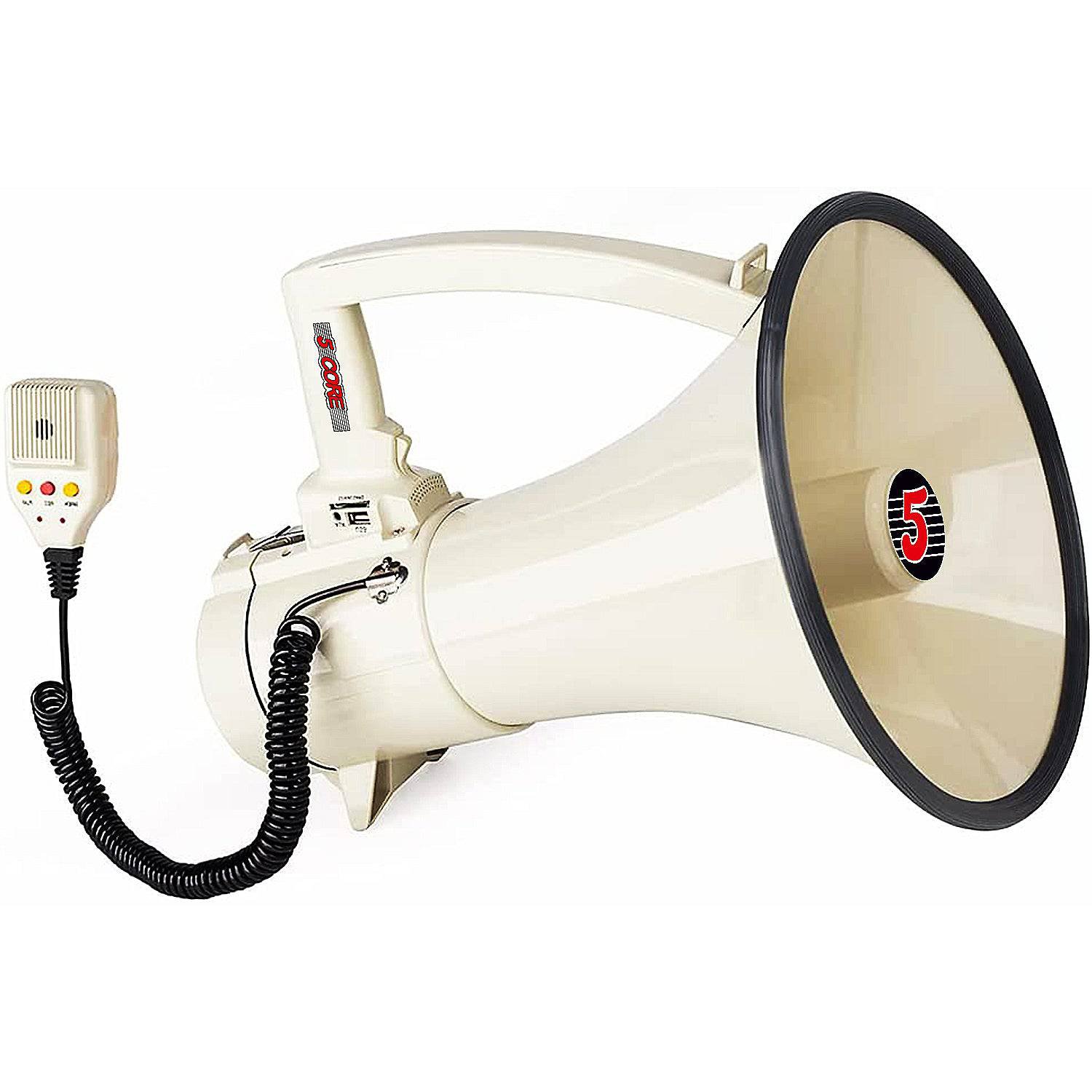 5 Core Professional Megaphone Bullhorn Cheer Horn Mic Recording Siren