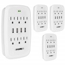 4 PC 6 Outlet Extender 1225J Surge Protector With 4 USB Charger Port WallAdapter WMS 6S 4USB 4PCS