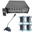 5 Core PA Paging System with Amplifier with 4 Wall Speakers with Paging Mic PACKET 10TG