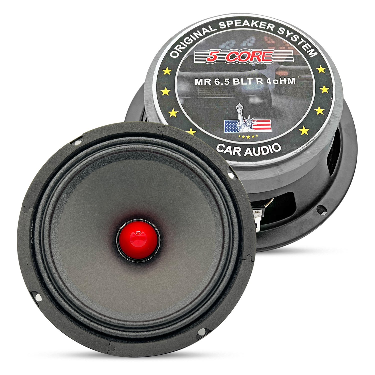 5 Core 6.5 Car Audio Speakers with Bullet 1000 W , 4 Ohm Mid-Range Loudspeaker MR 6.5 BLT R 4oHM
