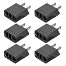 6 Pack European to American Plug Adapter, EU to US Adapter TYPE A 2PIN BLK 6PCS